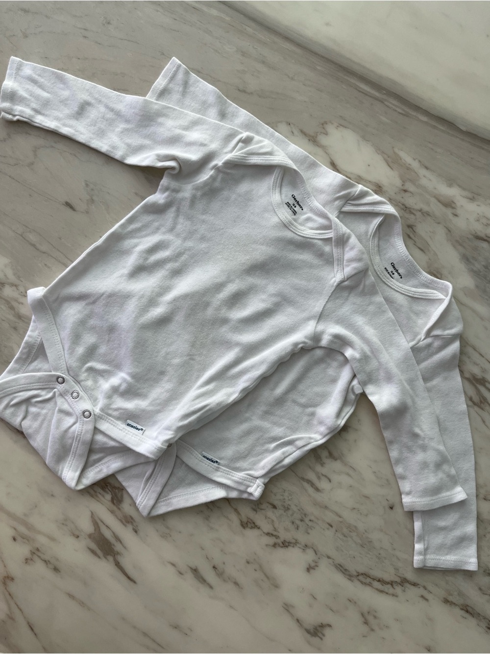 Gerber White Long-Sleeve Baby Bodysuits - Set of 2
